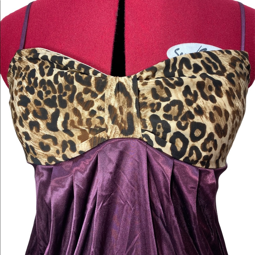 Vintage Satin Leopard Purple Baby Doll Lingerie Chemise Slip Pajama Dress Medium - Picture 9 of 12